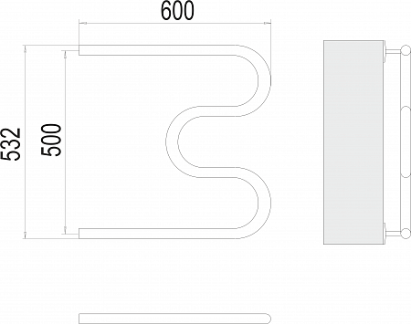 М-обр AISI 32х2 500х600 Полотенцесушитель  TERMINUS Балашиха - фото 3