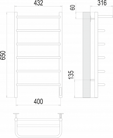 Полка П6 400х650 Электро (quick touch) Полотенцесушитель  TERMINUS Балашиха - фото 3