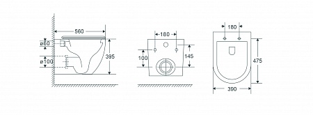 Подвесной унитаз безободковый Terminus Енисей Monolit 560х390 белый Балашиха - фото 8