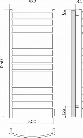 Классик П12 500х1250 Электро (quick touch) Полотенцесушитель TERMINUS Балашиха - фото 3