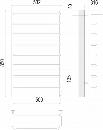 Полка П8 500х850 Электро (quick touch) Полотенцесушитель  TERMINUS Балашиха - фото 3