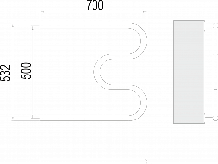 М-обр AISI 32х2 500х700 Полотенцесушитель  TERMINUS Балашиха - фото 3
