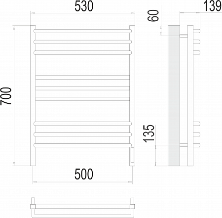 Соренто П9 500х700 электро (sensor quick touch) Полотенцесушитель  TERMINUS Балашиха - фото 3