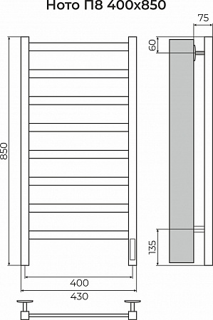 Ното П8 400х850 Электро (quick touch) Полотенцесушитель TERMINUS Балашиха - фото 3