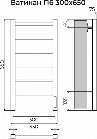 Ватикан П6 300х650 Электро (quick touch) Полотенцесушитель TERMINUS Балашиха - фото 3