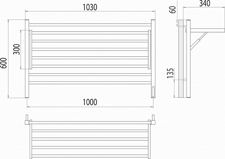 Горизонт П8 1000х600 электро КС ЧЕРНЫЙ МУАР (sensor quick touch) Полотенцесушитель TERMINUS Балашиха - фото 5